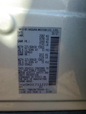 5N1AT2MT0JC711222 - 2018 NISSAN ROGUE S SILVER photo 13