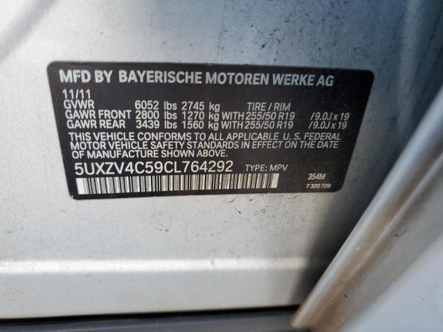 5UXZV4C59CL764292 - 2012 BMW X5 XDRIVE35I SILVER photo 12