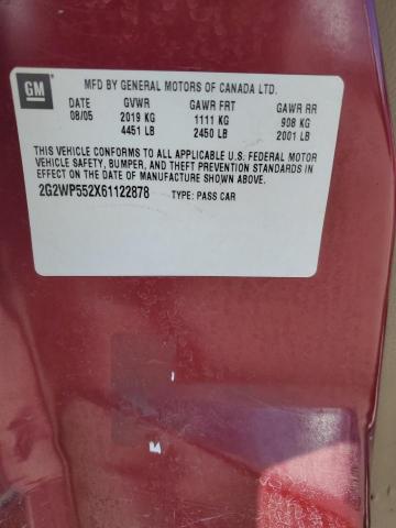 2G2WP552X61122878 - 2006 PONTIAC GRAND PRIX 勃艮第红 照片 12