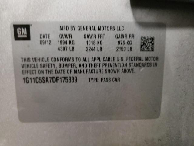 1G11C5SA7DF175839 - 2013 CHEVROLET MALIBU 1LT SILVER photo 12