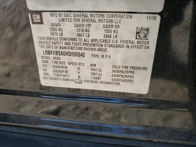 LRBFXBSA6HD096842 - 2017 BUICK ENVISION ESSENCE Սև լուսանկար 13