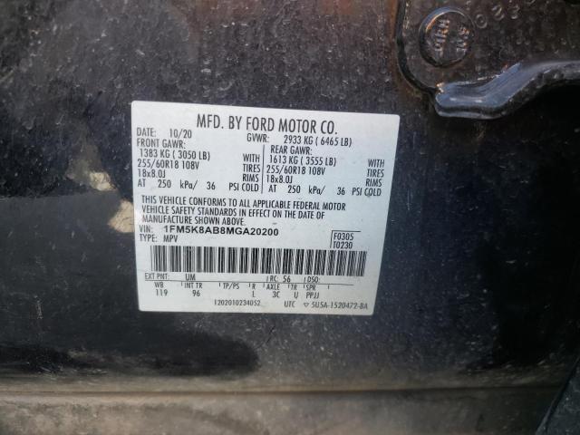 1FM5K8AB8MGA20200 - 2021 FORD EXPLORER POLICE INTERCEPTOR BLACK photo 14