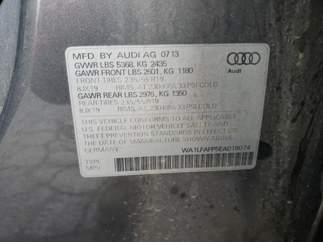 WA1LFAFP5EA018074 - 2014 AUDI Q5 PREMIUM PLUS GRAY photo 12