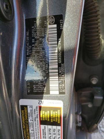 4T1BK3DB5BU400921 - 2011 TOYOTA AVALON BASE 蓝色 照片 12