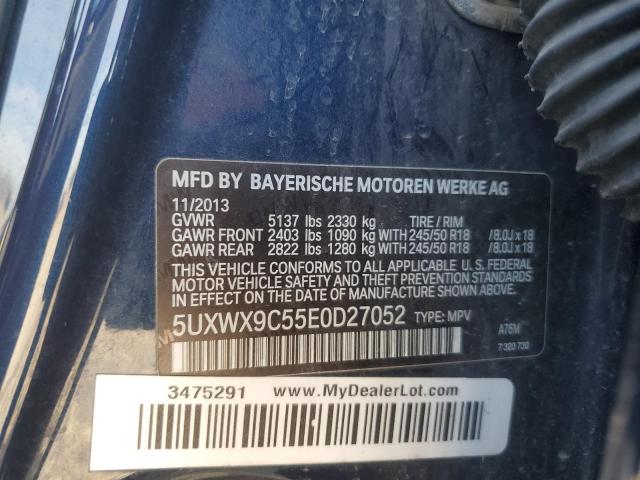 5UXWX9C55E0D27052 - 2014 BMW X3 XDRIVE28I BLUE photo 13