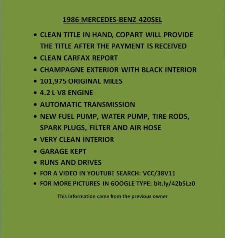 WDBCA35D2GA246302 - 1986 MERCEDES-BENZ 420 SEL GOLD photo 12
