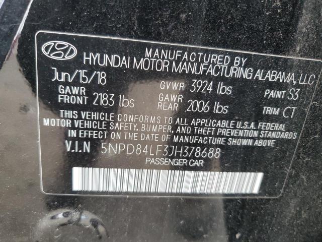 5NPD84LF3JH378688 - 2018 HYUNDAI ELANTRA SEL BLACK photo 12