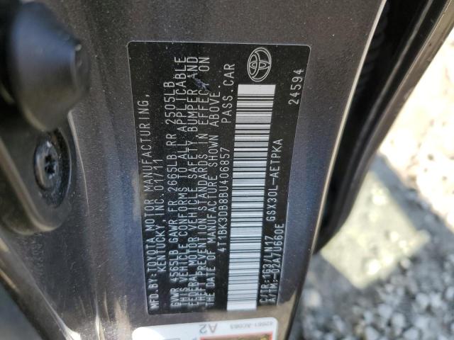 4T1BK3DB8BU406857 - 2011 TOYOTA AVALON BASE 灰色 照片 12