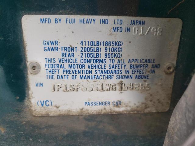 JF1SF6551WG764265 - 1998 SUBARU FORESTER S GREEN photo 13