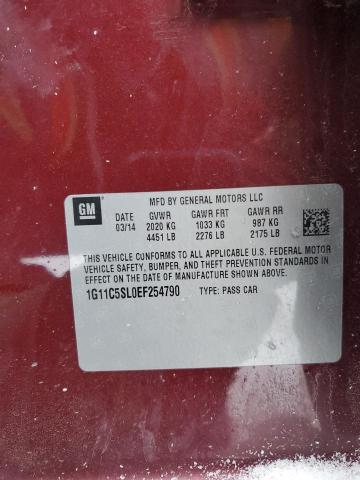 1G11C5SL0EF254790 - 2014 CHEVROLET MALIBU 1LT RED photo 12