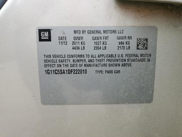 1G11C5SA1DF222010 - 2013 CHEVROLET MALIBU 1LT BEIGE photo 12