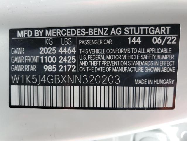 W1K5J4GBXNN320203 - 2022 MERCEDES-BENZ CLA 250 WHITE photo 12