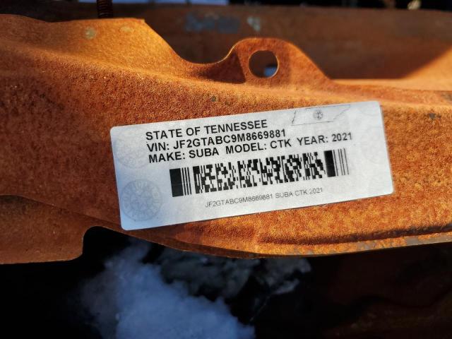 JF2GTABC9M8669881 - 2021 SUBARU CROSSTREK WHITE photo 10