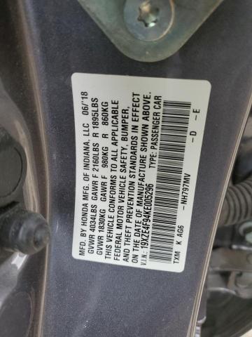 19XZE4F94KE005296 - 2019 HONDA INSIGHT TOURING GRAY photo 12