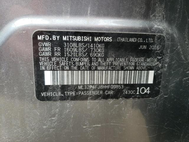 ML32F4FJ8HHF09853 - 2017 MITSUBISHI MIRAGE G4 SE GRAY photo 12