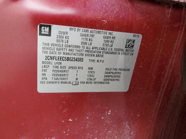 2CNFLEEC5B6234383 - 2011 CHEVROLET EQUINOX LT RED photo 13