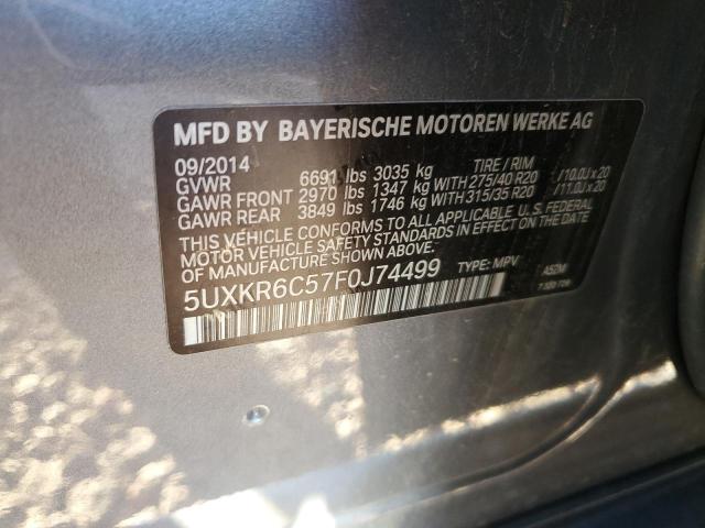 5UXKR6C57F0J74499 - 2015 BMW X5 XDRIVE50I GRAY photo 12