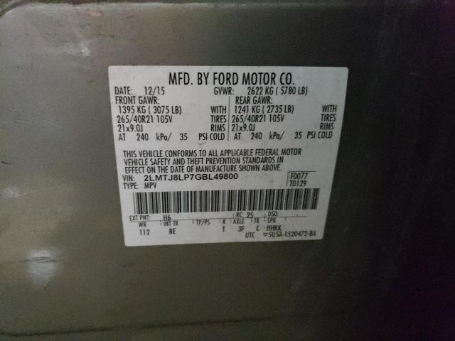 2LMTJ8LP7GBL49800 - 2016 LINCOLN MKX RESERVE Թուխ լուսանկար 12