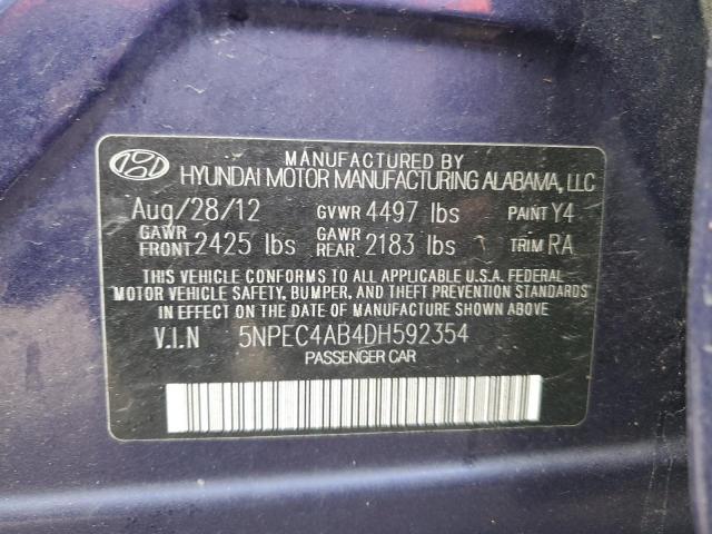 5NPEC4AB4DH592354 - 2013 HYUNDAI SONATA SE BLUE photo 12