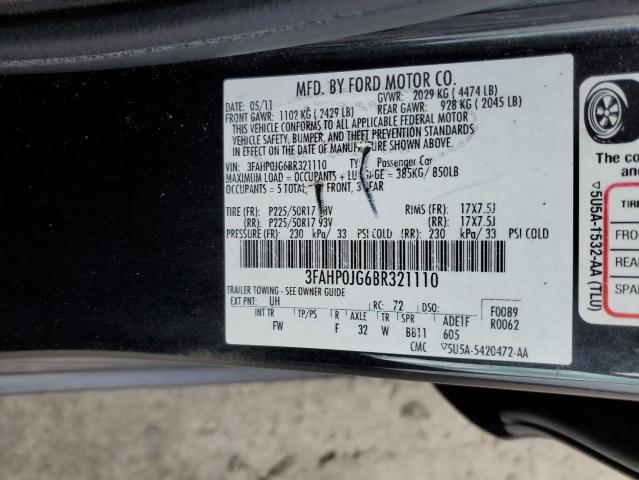 3FAHP0JG6BR321110 - 2011 FORD FUSION SEL BLACK photo 13