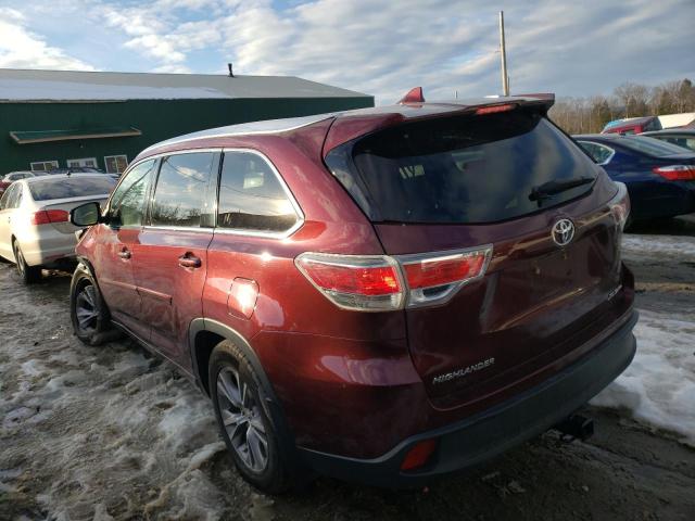 5TDJKRFH5FS077484 - 2015 TOYOTA HIGHLANDER XLE 栗色 照片 2