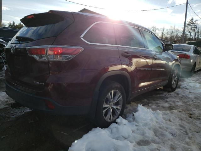 5TDJKRFH5FS077484 - 2015 TOYOTA HIGHLANDER XLE 栗色 照片 3