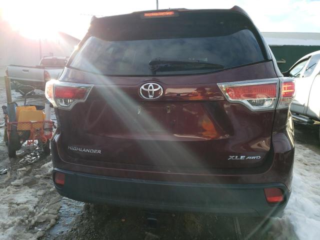 5TDJKRFH5FS077484 - 2015 TOYOTA HIGHLANDER XLE 栗色 照片 6