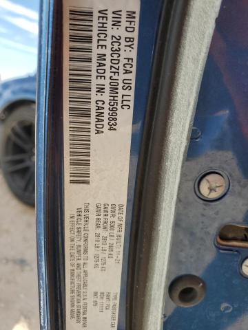 2C3CDZFJ0MH599834 - 2021 DODGE CHALLENGER R/T SCAT PACK BLUE photo 12