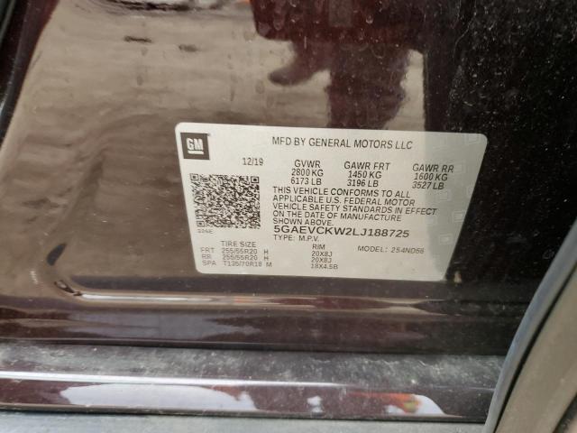 5GAEVCKW2LJ188725 - 2020 BUICK ENCLAVE AVENIR BURGUNDY photo 13