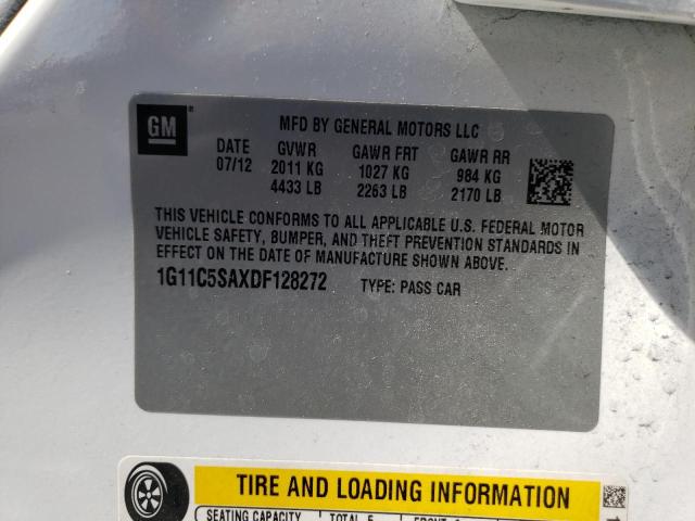 1G11C5SAXDF128272 - 2013 CHEVROLET MALIBU 1LT WHITE photo 12