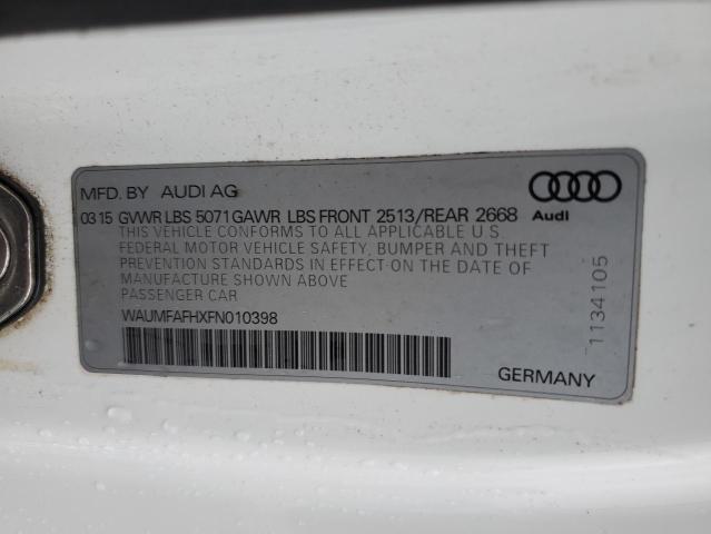 WAUMFAFHXFN010398 - 2015 AUDI A5 PREMIUM PLUS WHITE photo 13