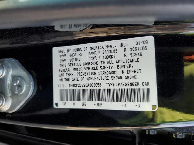 1HGCP26728A069658 - 2008 HONDA ACCORD EX BLACK photo 12