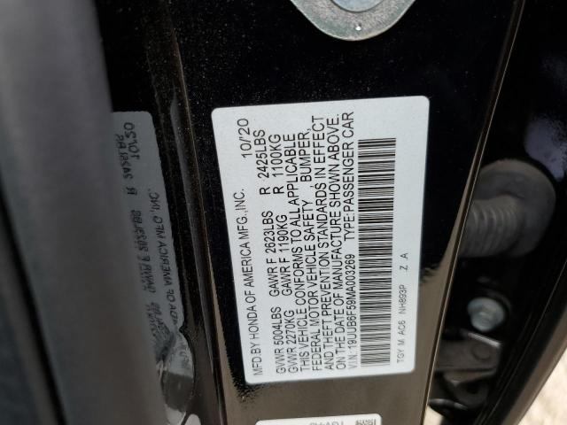 19UUB6F59MA003269 - 2021 ACURA TLX TECH A BLACK photo 12