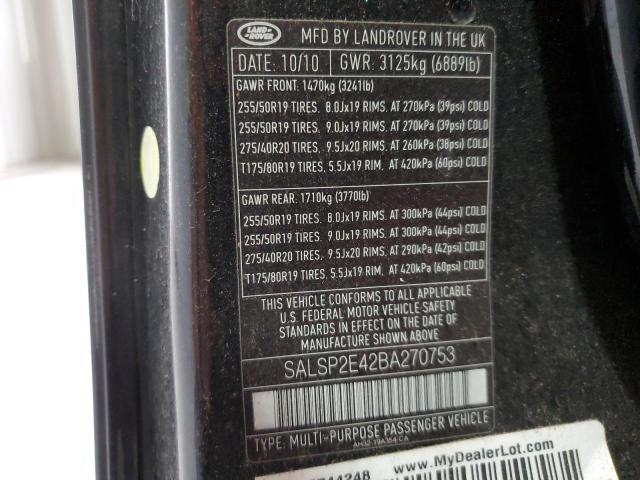 SALSP2E42BA270753 - 2011 LAND ROVER RANGE ROVE AUTOBIOGRAPHY CHARCOAL photo 13