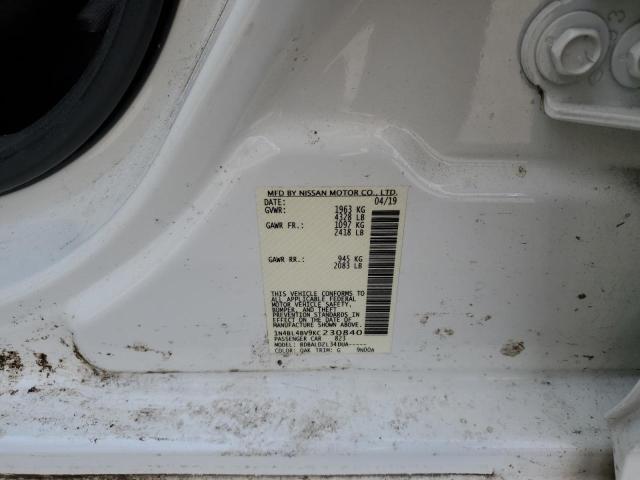 1N4BL4BV9KC230840 - 2019 NISSAN ALTIMA S WHITE photo 12