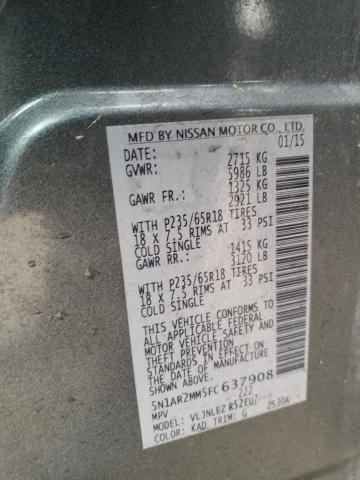 5N1AR2MM5FC637908 - 2015 NISSAN PATHFINDER S Boz foto 13