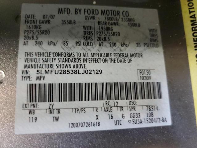 5LMFU28538LJ02129 - 2008 LINCOLN NAVIGATOR 银色 照片 13