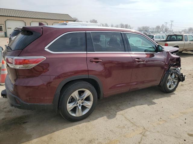 5TDDKRFH3ES019644 - 2014 TOYOTA HIGHLANDER LIMITED MAROON photo 3