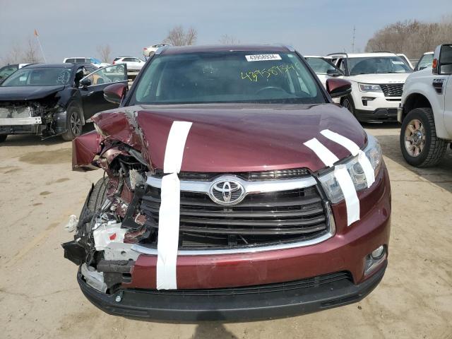 5TDDKRFH3ES019644 - 2014 TOYOTA HIGHLANDER LIMITED MAROON photo 5