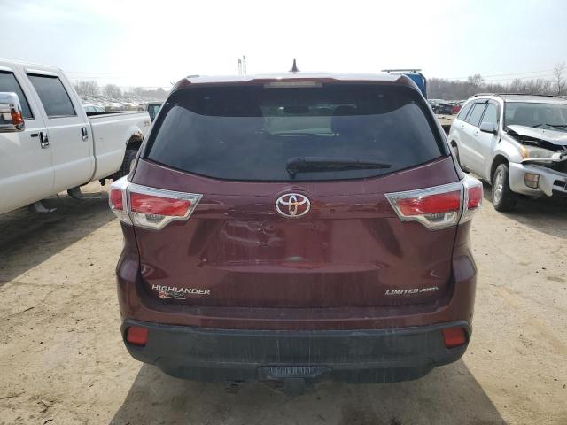 5TDDKRFH3ES019644 - 2014 TOYOTA HIGHLANDER LIMITED MAROON photo 6