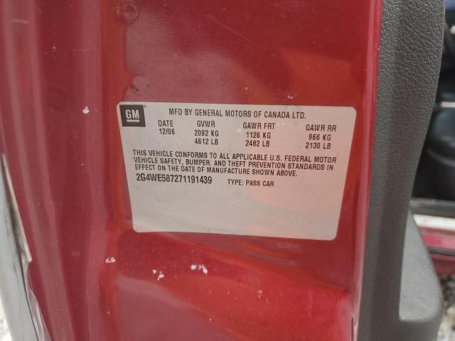 2G4WE587271191439 - 2007 BUICK LACROSSE CXS MAROON photo 12