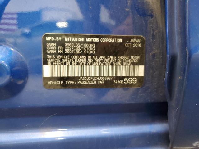 JA32U2FU2HU003987 - 2017 MITSUBISHI LANCER ES BLUE photo 13