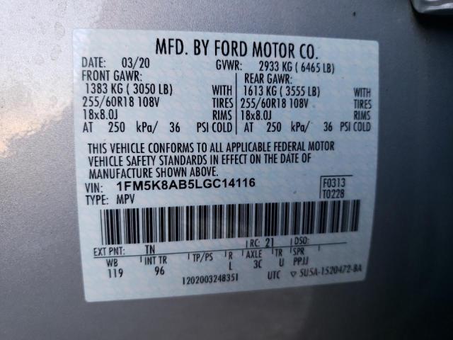 1FM5K8AB5LGC14116 - 2020 FORD EXPLORER POLICE INTERCEPTOR Gümüş foto 14