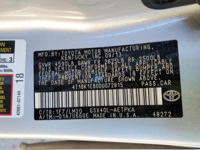 4T1BK1EB0DU072815 - 2013 TOYOTA AVALON BASE 银色 照片 13