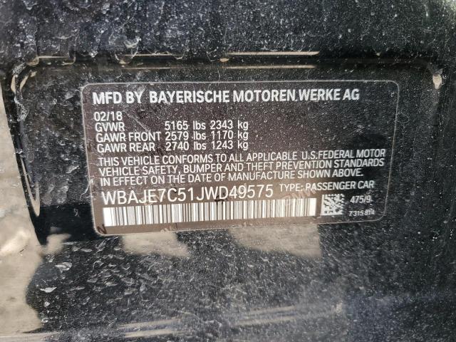 WBAJE7C51JWD49575 - 2018 BMW 540 XI BLACK photo 12