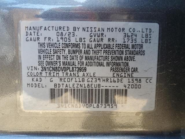 3N1CN8DV0PL873959 - 2023 NISSAN VERSA S GRAY photo 12