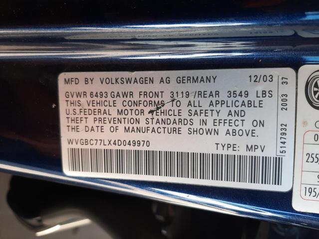 WVGBC77LX4D049970 - 2004 VOLKSWAGEN TOUAREG 3.2 BLUE photo 13