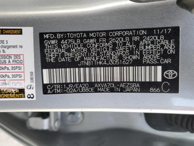 JTNB11HK4J3051627 - 2018 TOYOTA CAMRY L SILVER photo 12