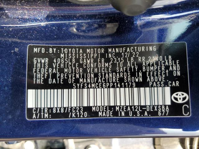 5YFS4MCE6PP141179 - 2023 TOYOTA COROLLA SE ლურჯი ფოტო 13