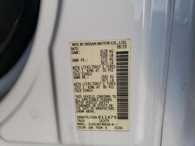 1N6BF0LY5KN811479 - 2019 NISSAN NV 2500 S WHITE photo 13